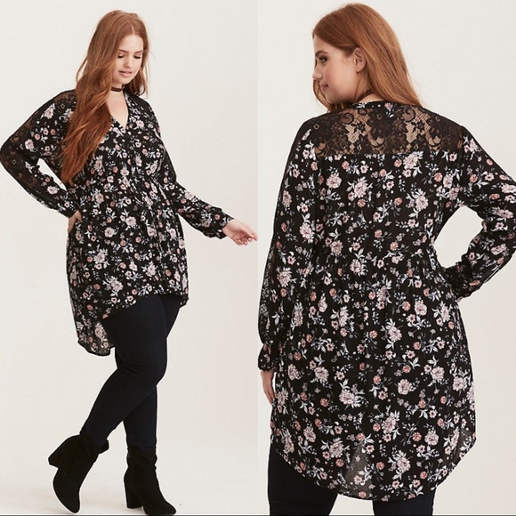 torrid Tops - ✨ Torrid ‘Lexie’ Floral Lace Hi-Lo Babydoll Tunic✨